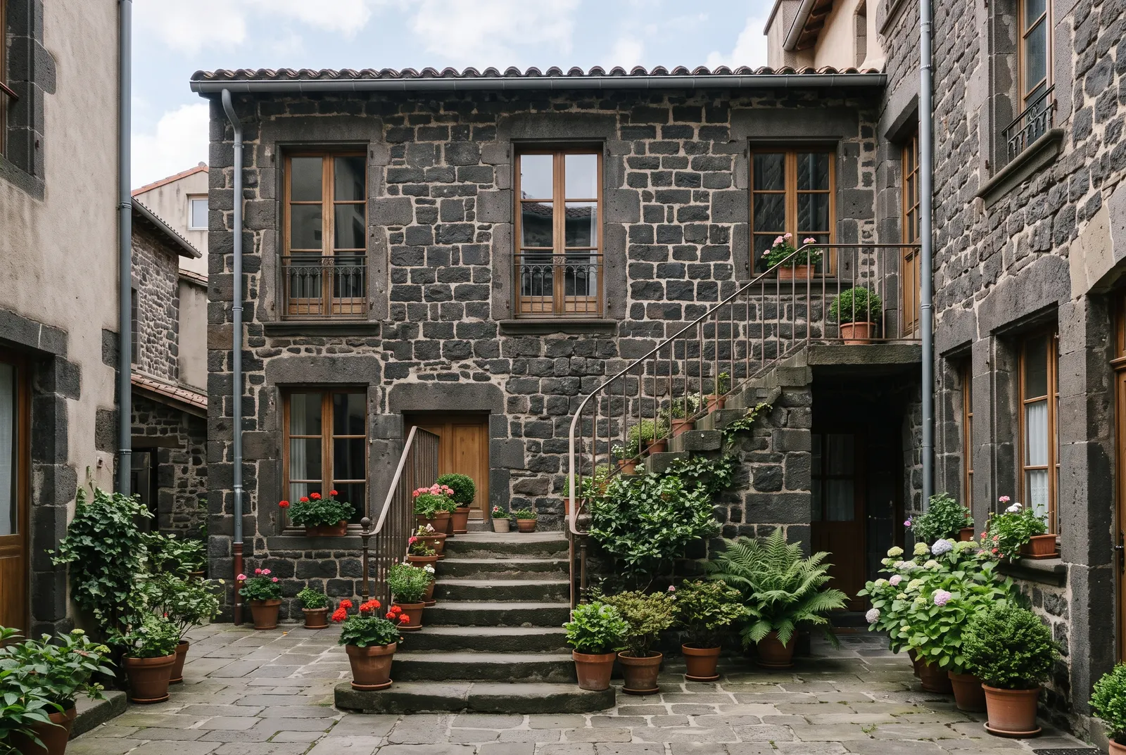 Cour intérieure d'un immeuble à Clermont-Ferrand
